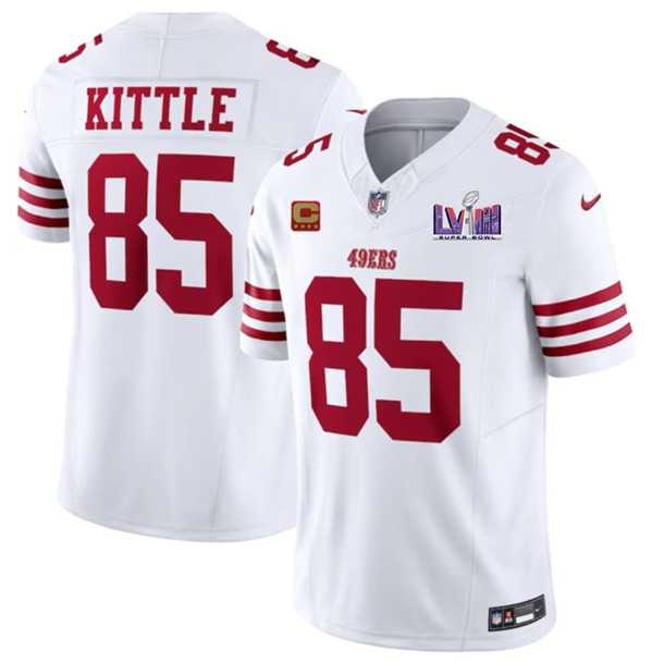 Men & Women & Youth San Francisco 49ers #85 George Kittle White 2024 F.U.S.E. Super Bowl LVIII Patch And 4-star C Patch Vapor Untouchable Limited Jersey->san francisco 49ers->NFL Jersey
